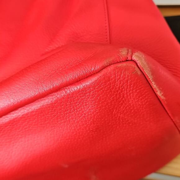 Cole Haan Womens Large Red 6 Compartment Gold Accent Hand Shoulder Bag 13x10x6 - Picture 10 of 12